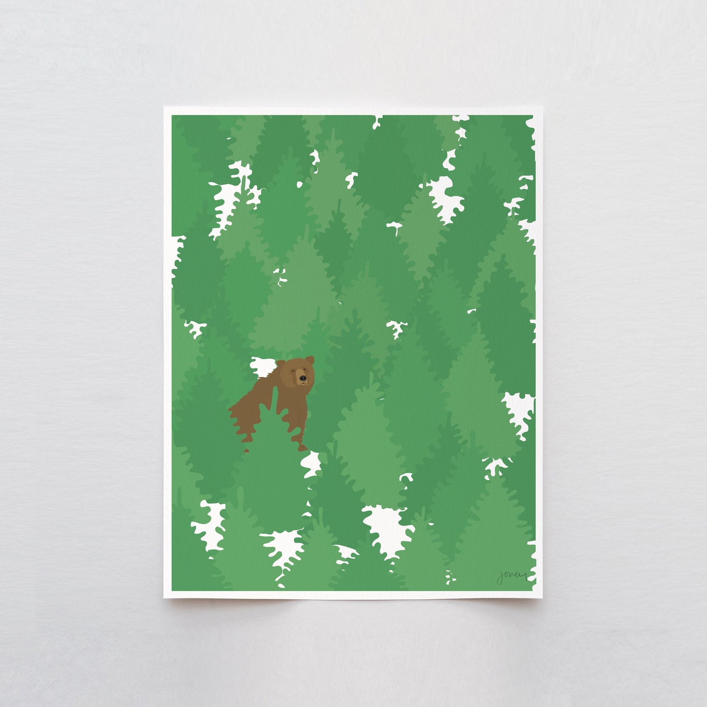 Bear in Forest Art Print - Unframed or Framed -250110