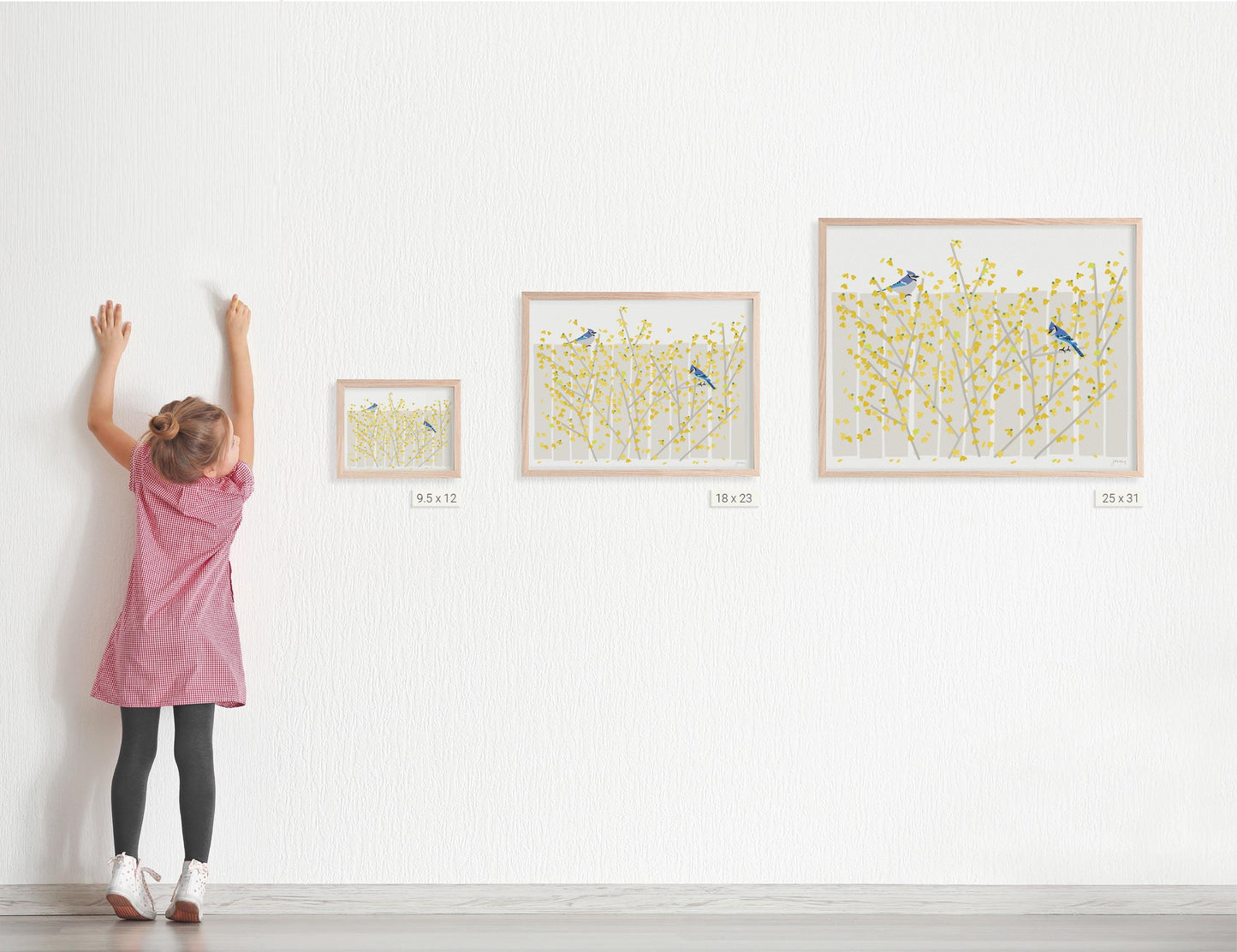 Blue Jays in Yellow Forsythia Art Print – Signed - 260426