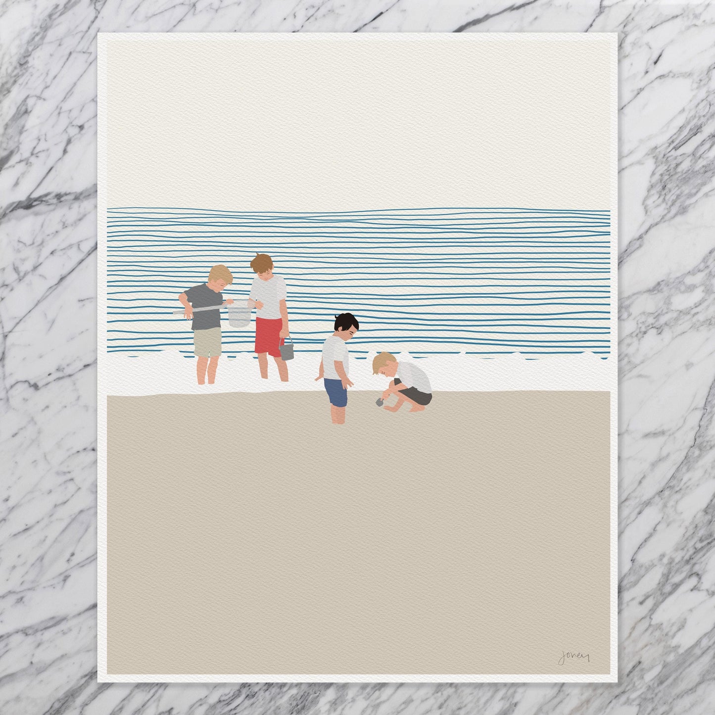 Four Brothers on the Beach Art Print - Unframed or Framed - 140619