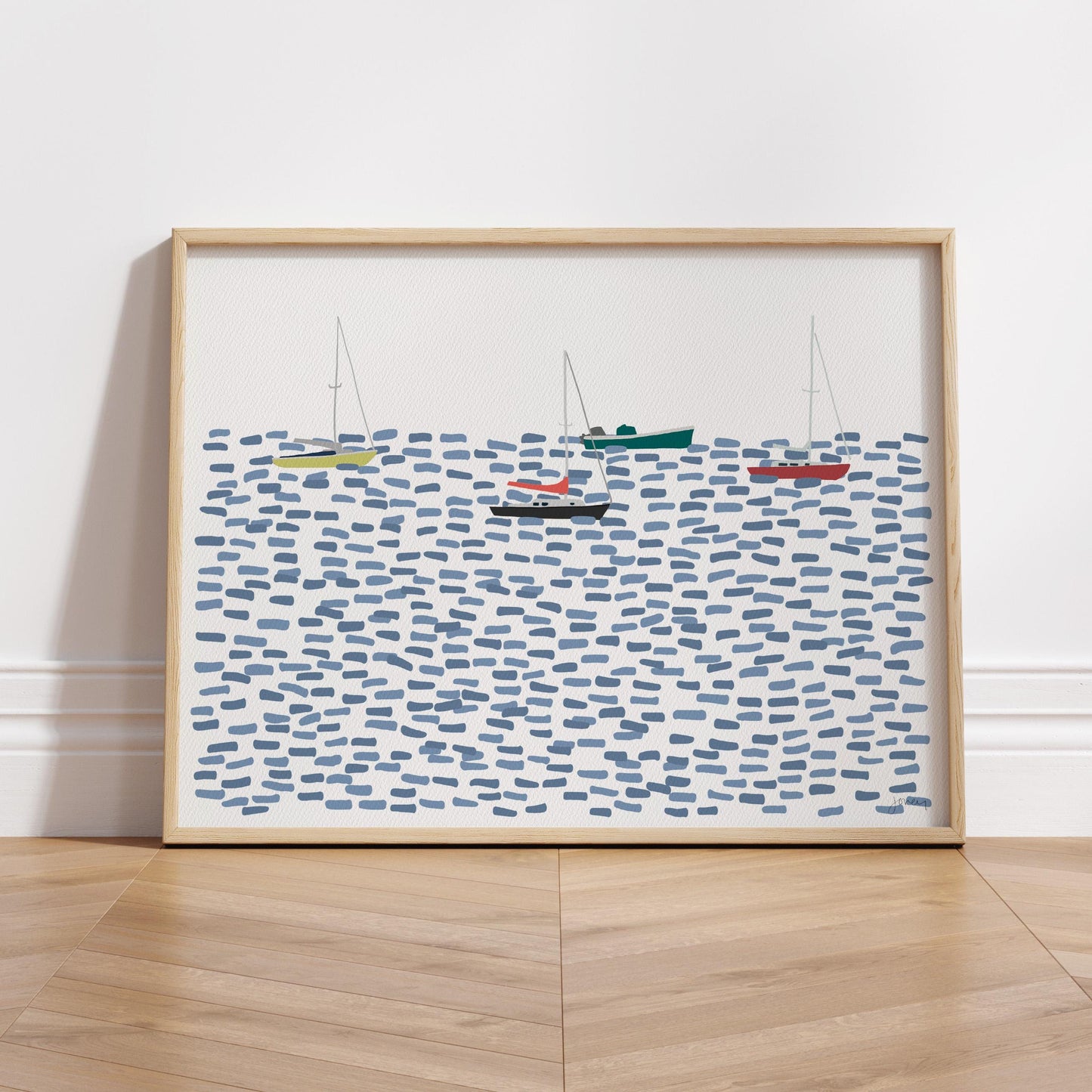 Moored Sailboats Landscape Art Print - Signed - 250803