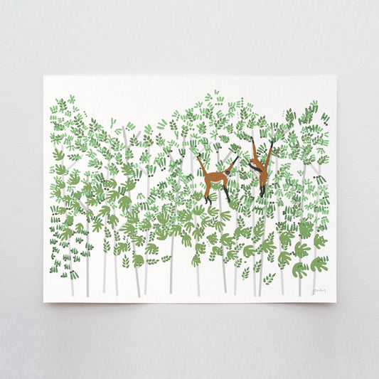 Monkeys in Jungle Art Print - Unframed or Framed - 250228