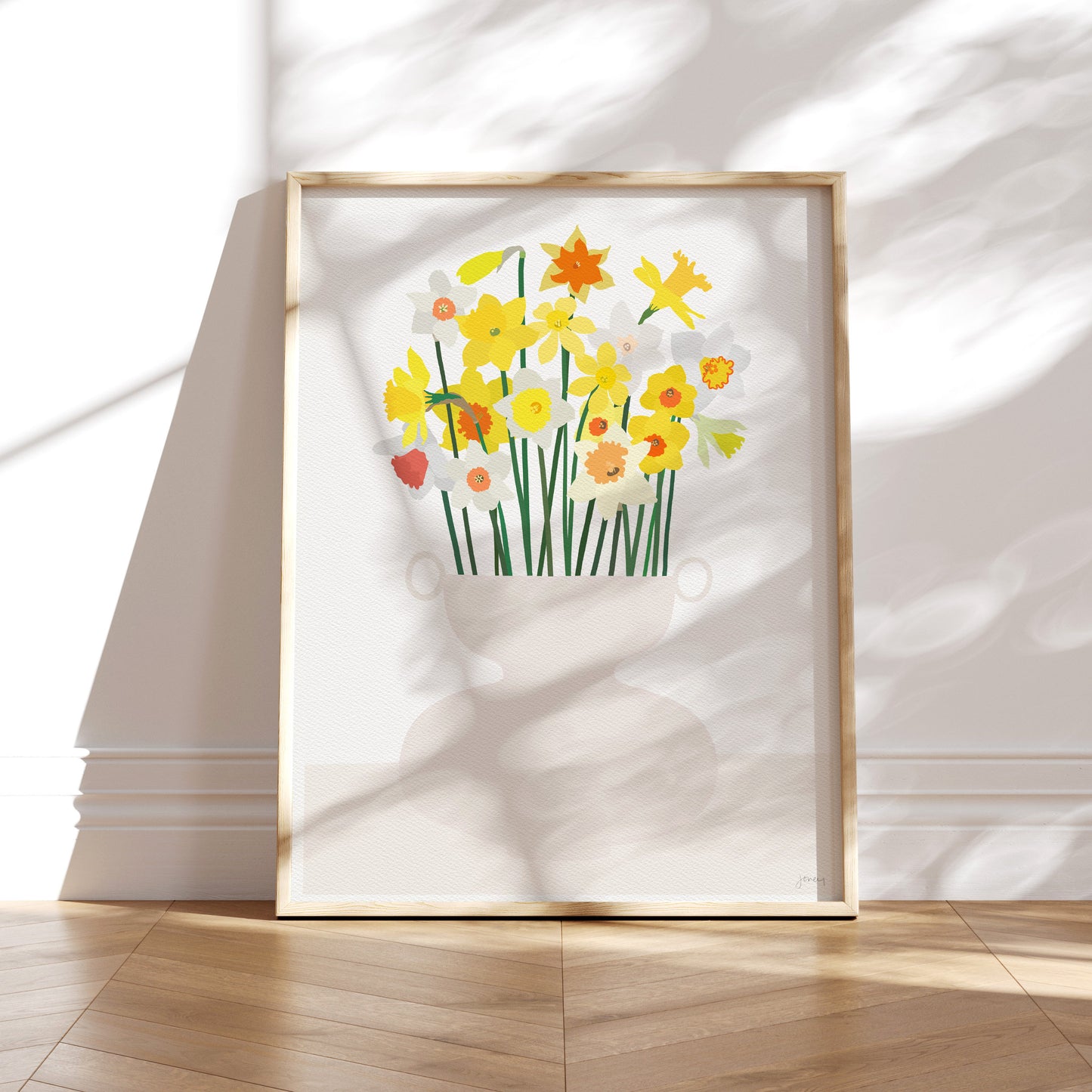 Abstract Vase of Daffodils Art Print - Unframed or Framed - 200816