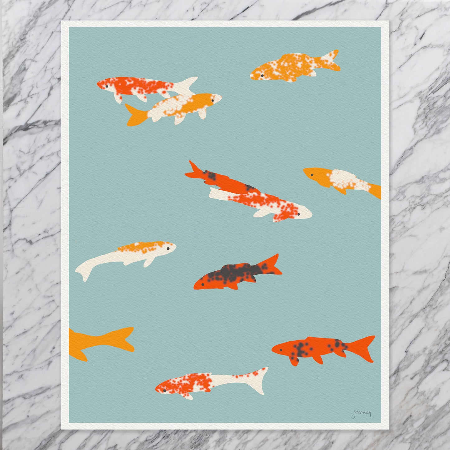 Swimming Koi Art Print - Unframed or Framed - 120111