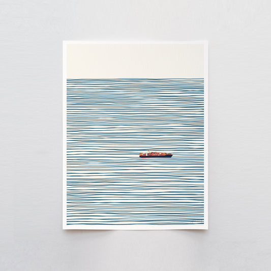 Container Ship on Ocean Art Print -  Unframed or Framed - 140127