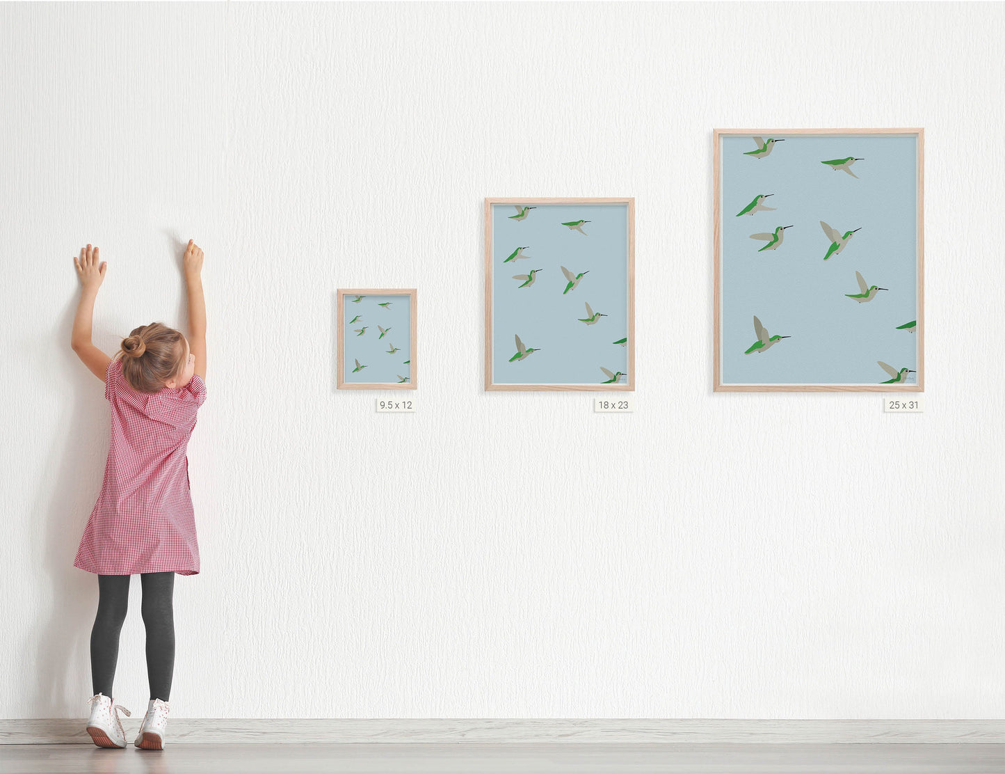 Hummingbirds Group Art Print - Unframed or Framed - 211217