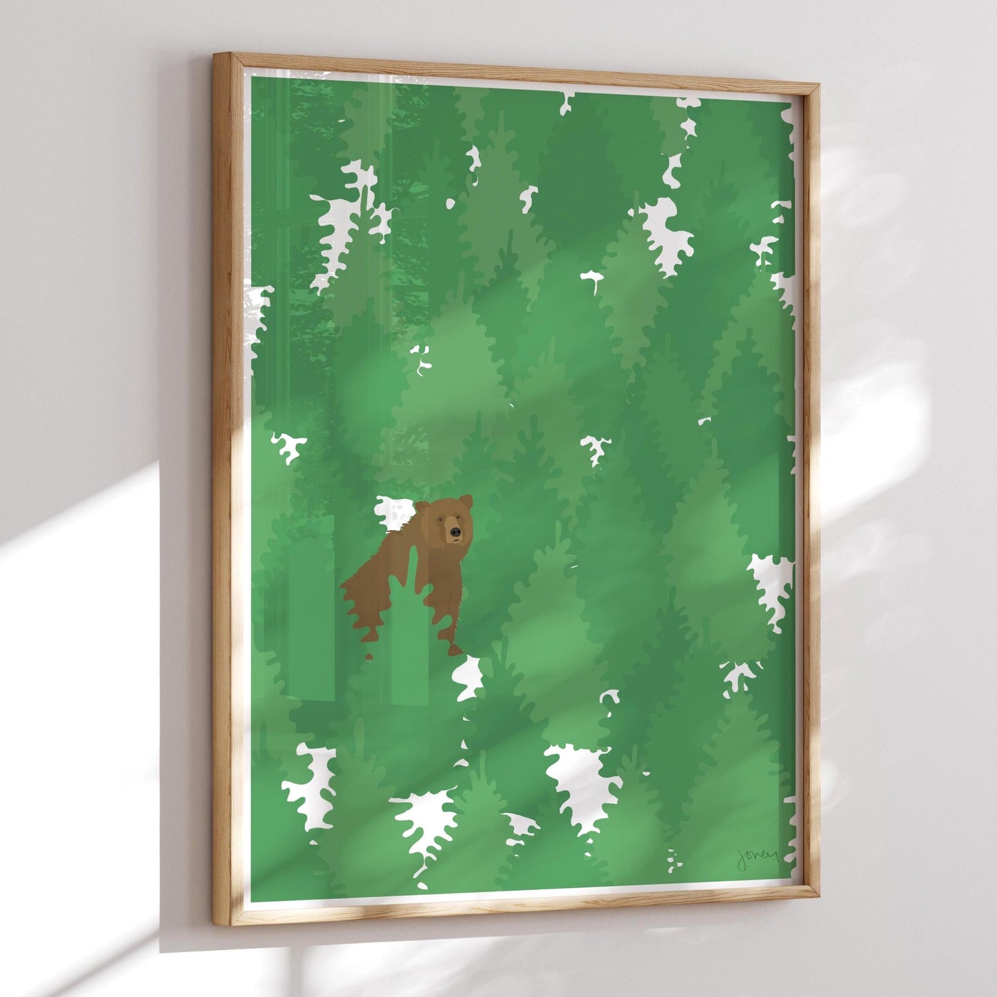 Bear in Forest Art Print - Unframed or Framed -250110