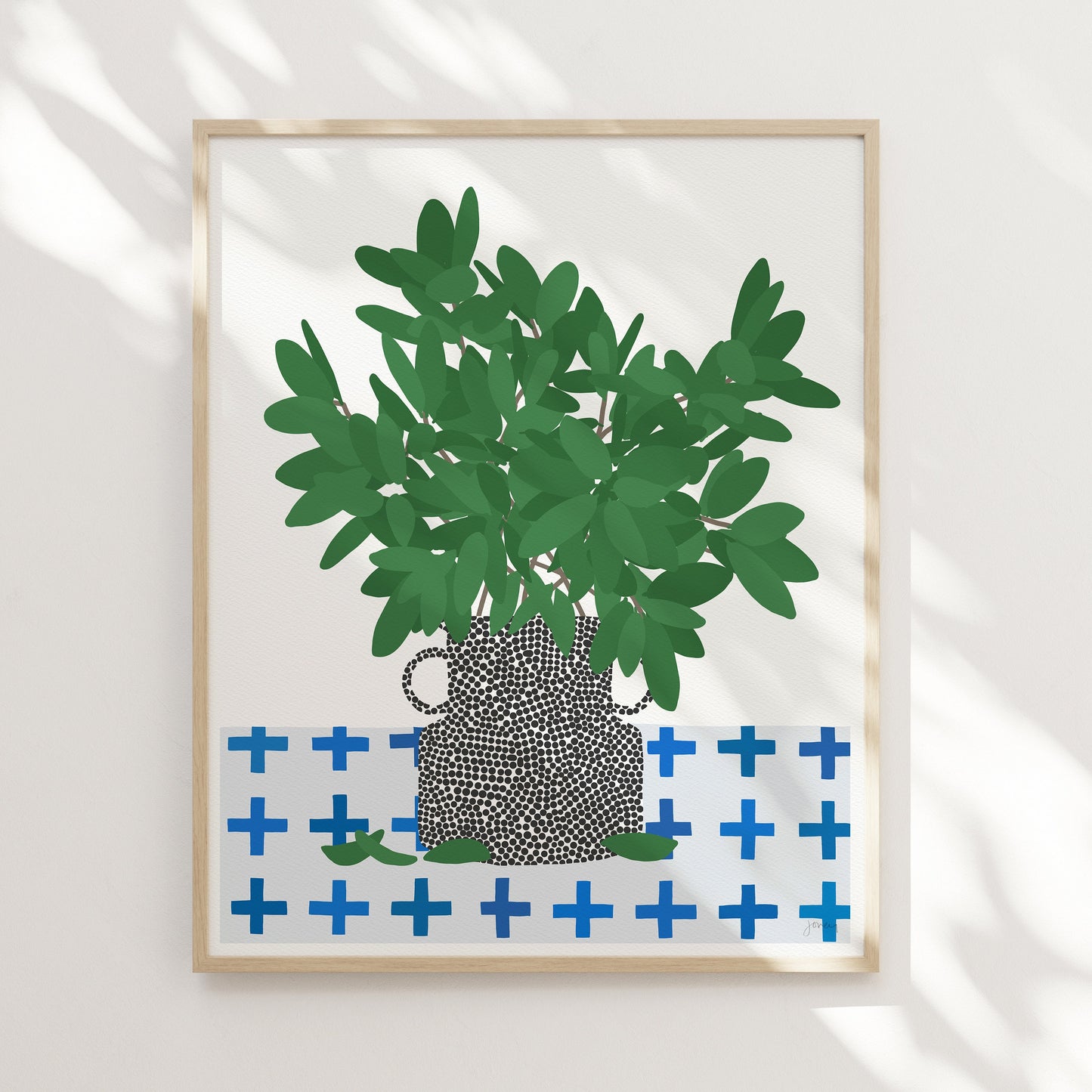 Bay Laurel in Dotted Vase Art Print - Unframed or Framed - 200422