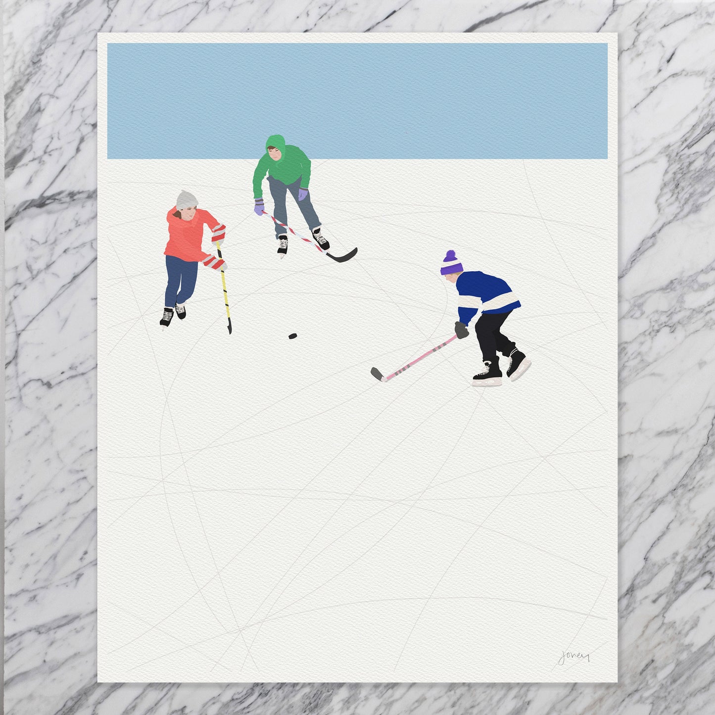 Pond Hockey Art Print - Unframed or Framed - 230210