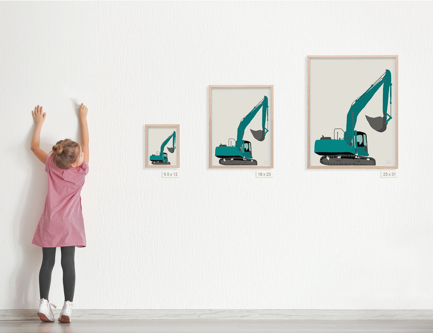 Excavator Art Print - Unframed or Framed - Kids Room Wall Art - 130902