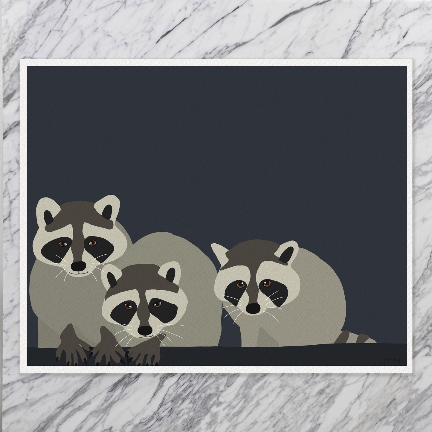 Raccoon Family Art Print - Unframed or Framed - 150723