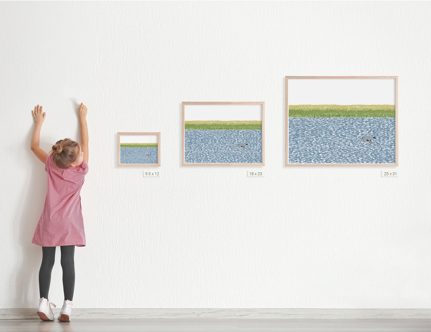 Wetlands with Great Blue Heron Art Print - Unframed or Framed - 210807