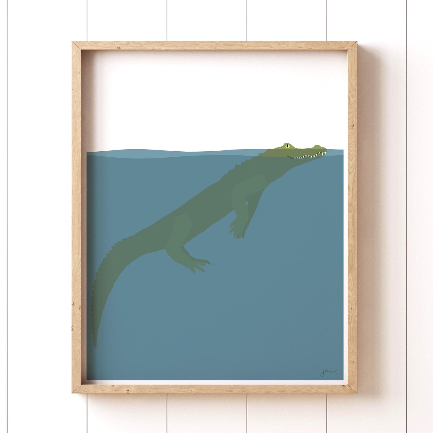 Floating Baby Alligator Art Print - Unframed or Framed - 161226