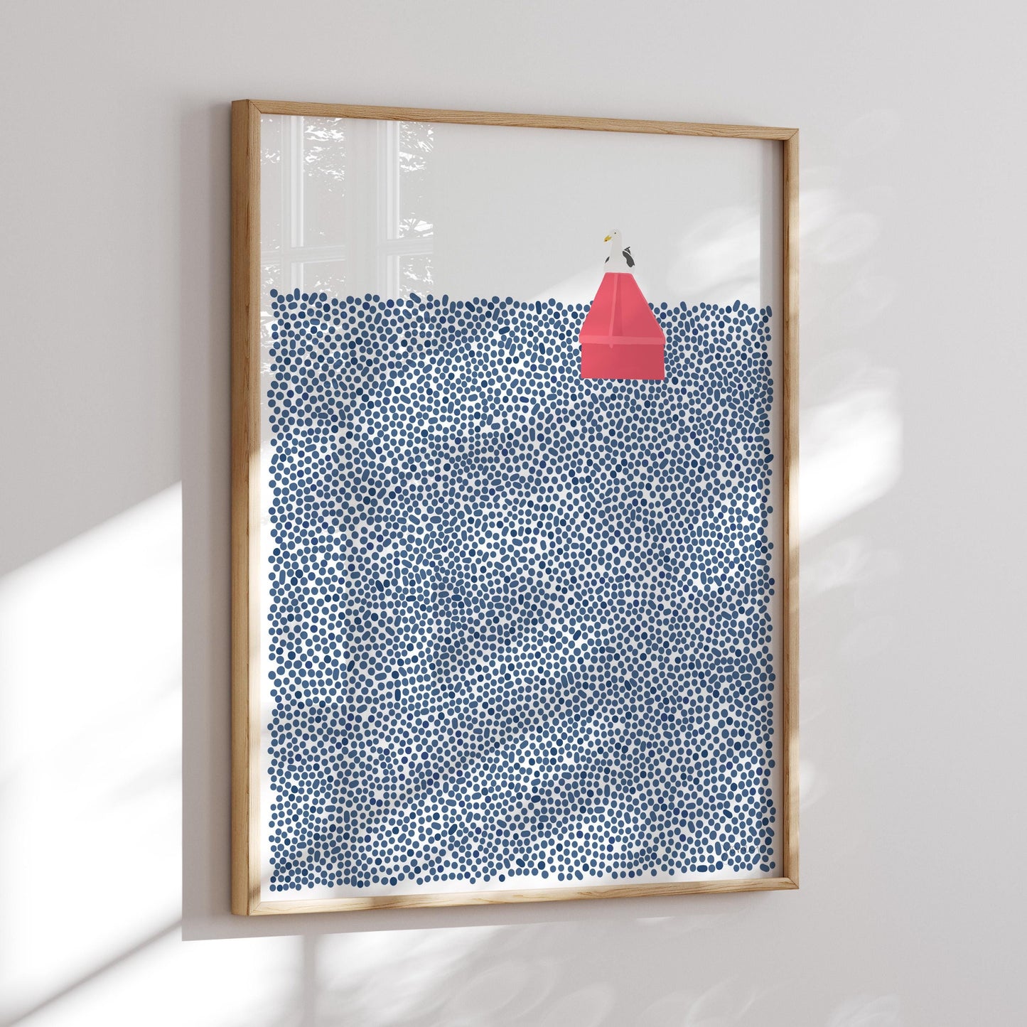 Channel Marker with Seagull Art Print - Unframed or Framed - 250415