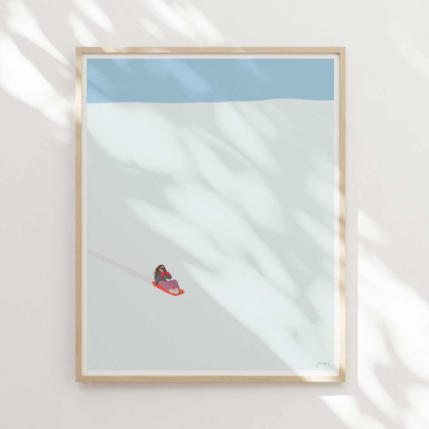 Tobogganing Art Print - Unframed or Framed - 211225