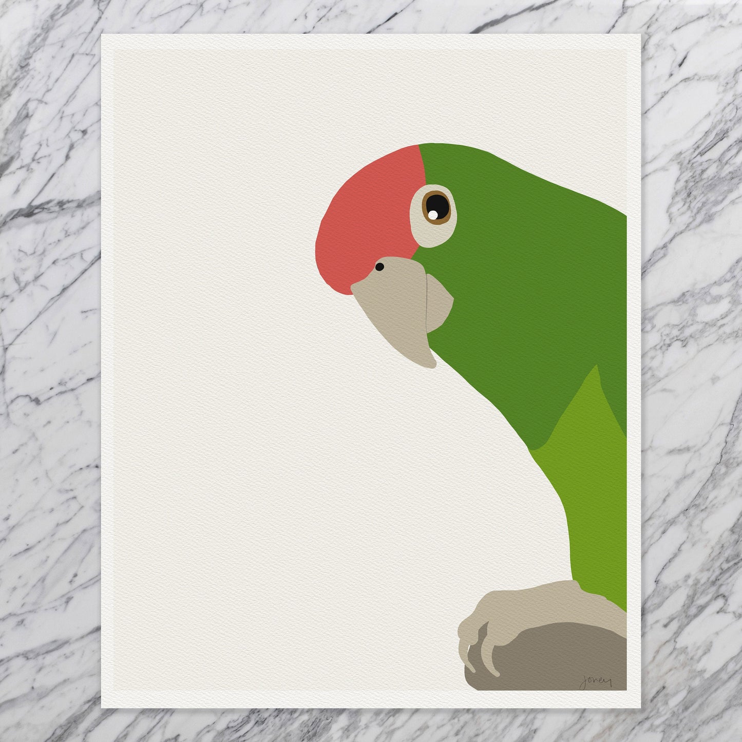 Red-headed Parrot Art Print - Unframed or Framed - 140903