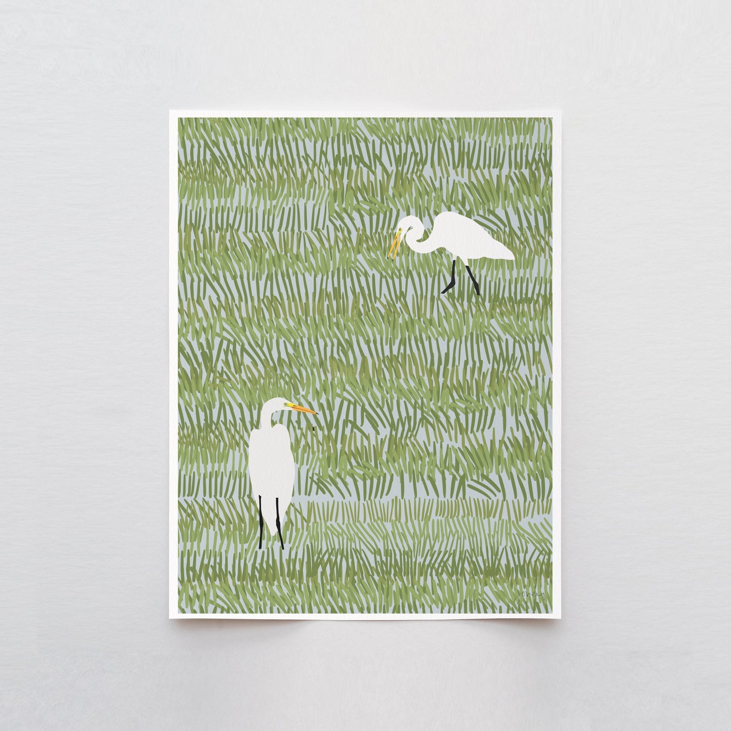 Two Egrets Art Print - Unframed or Framed - 220402