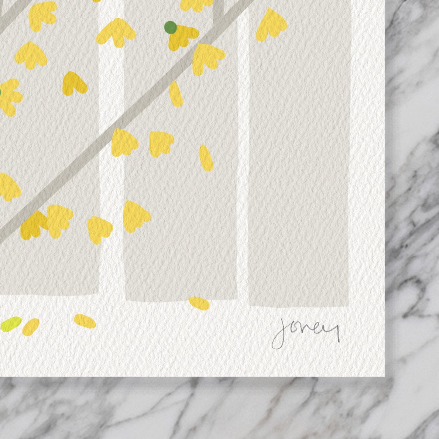 Blue Jays in Yellow Forsythia Art Print – Signed - 260426