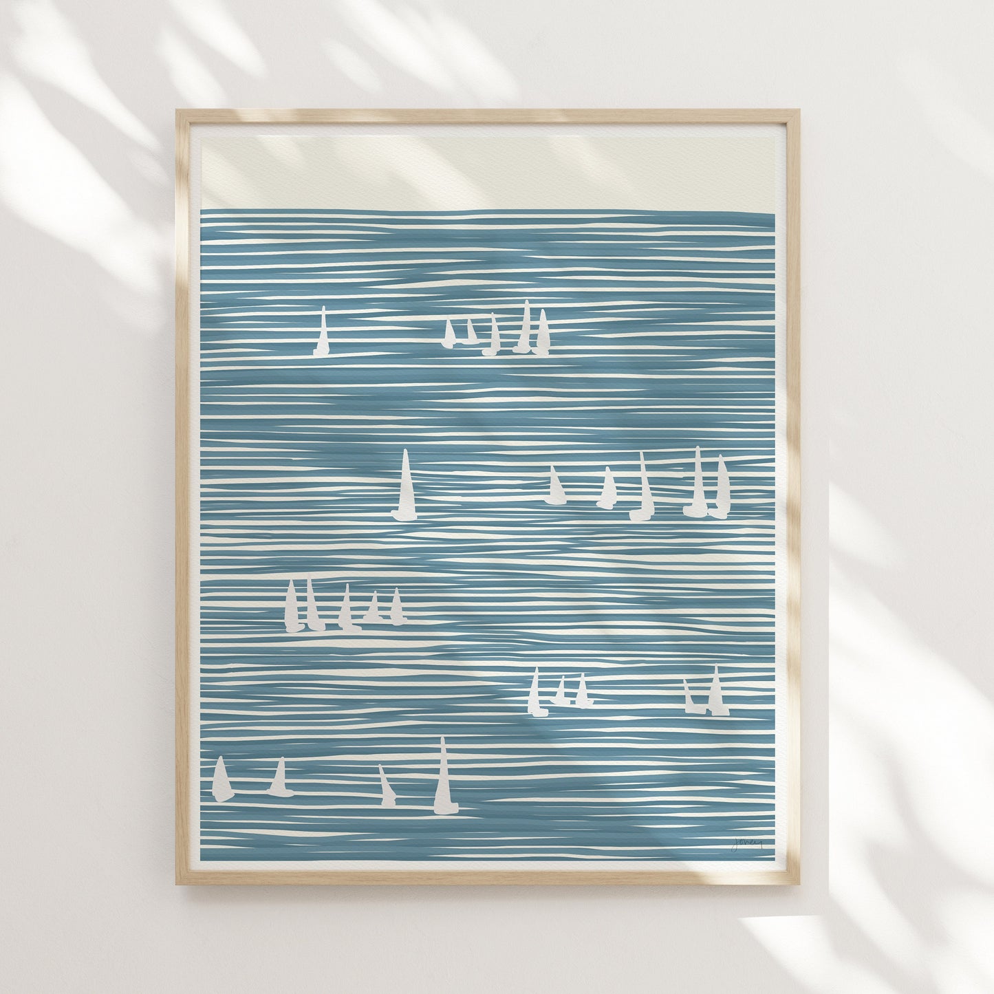 Sailboats on Striped Water Art Print - Unframed or Framed - 140324