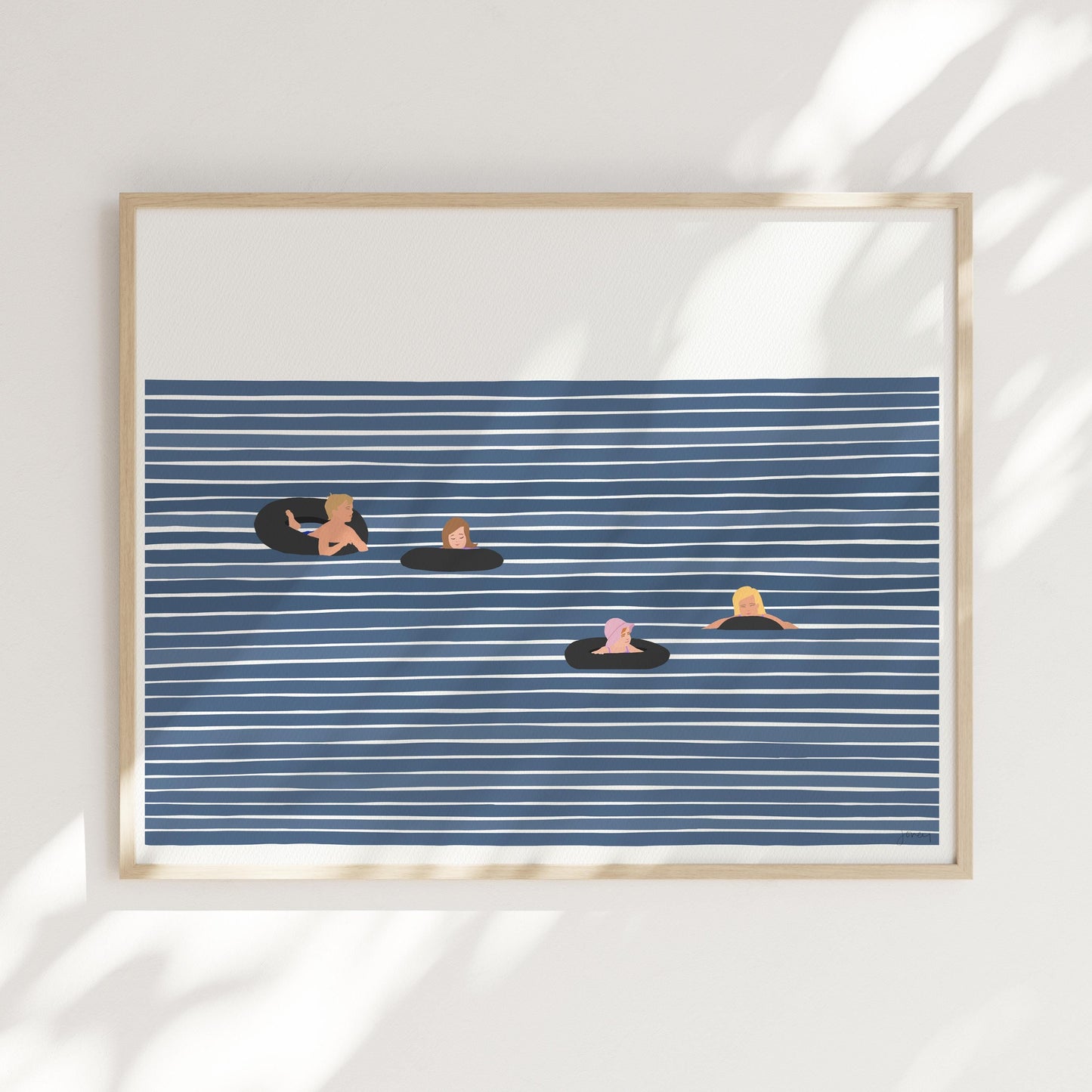 Family of Four in Inner Tubes Art Print - Unframed or Framed - 220917