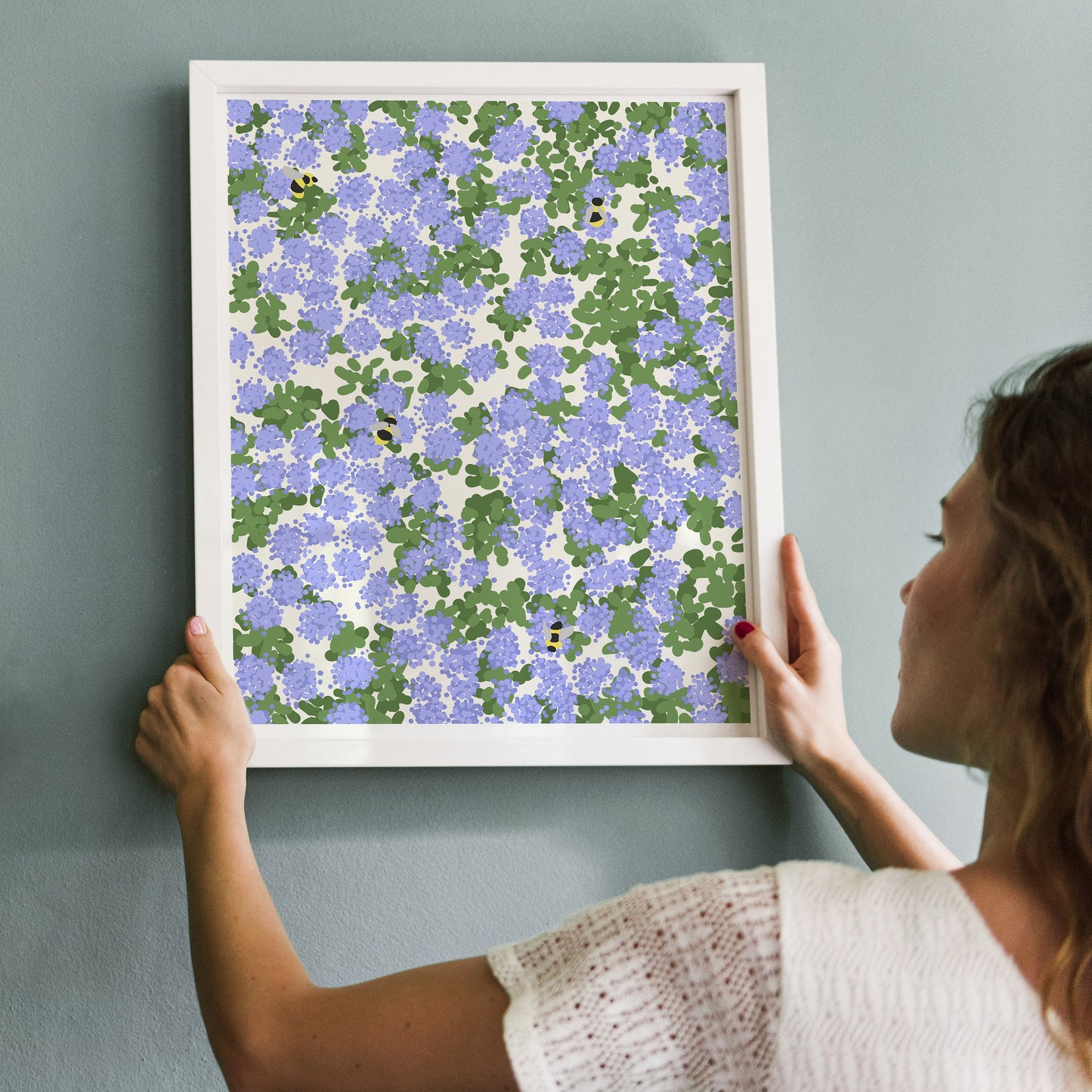 Bees and Rosemary Art Print- Unframed or Framed - 140318