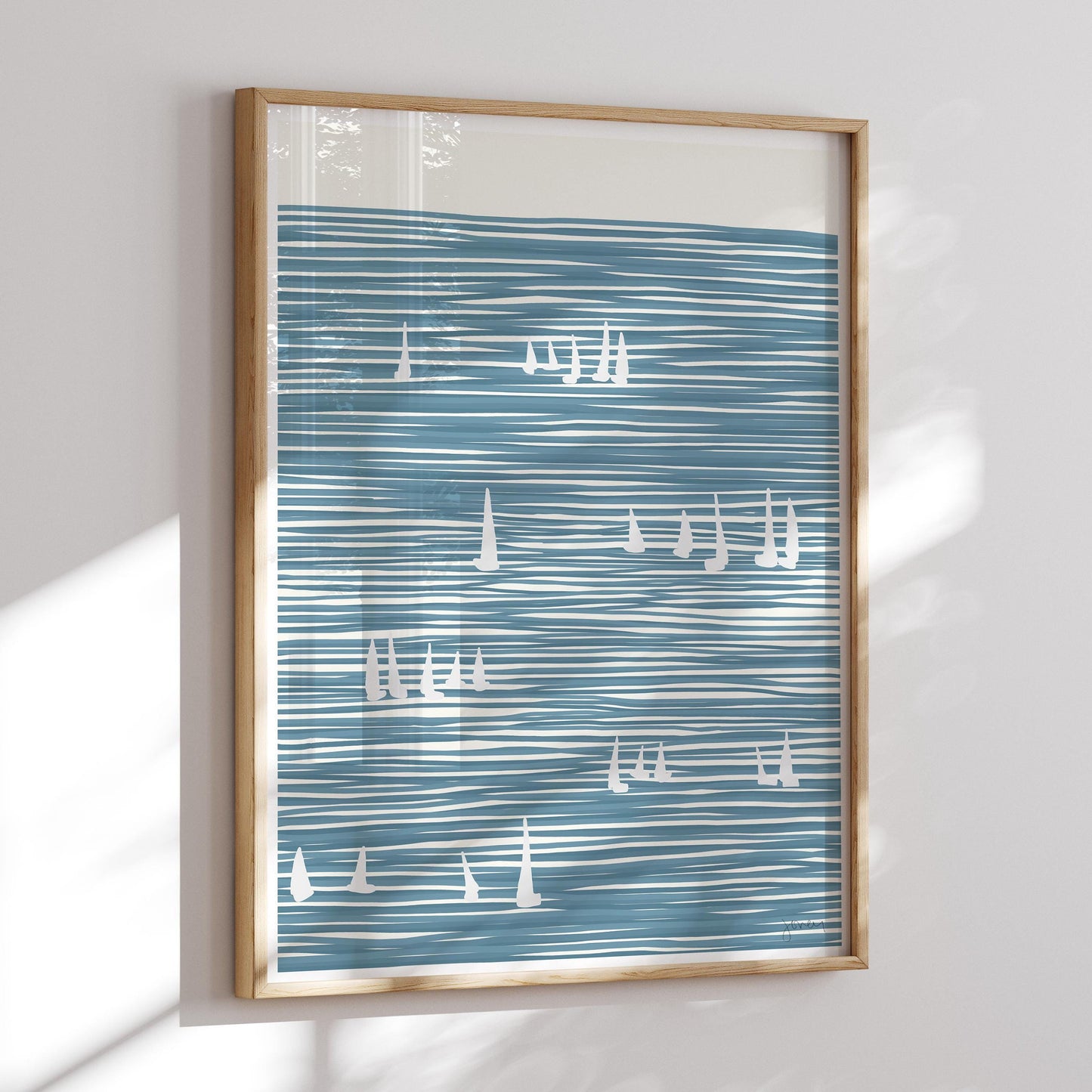 Sailboats on Striped Water Art Print - Unframed or Framed - 140324
