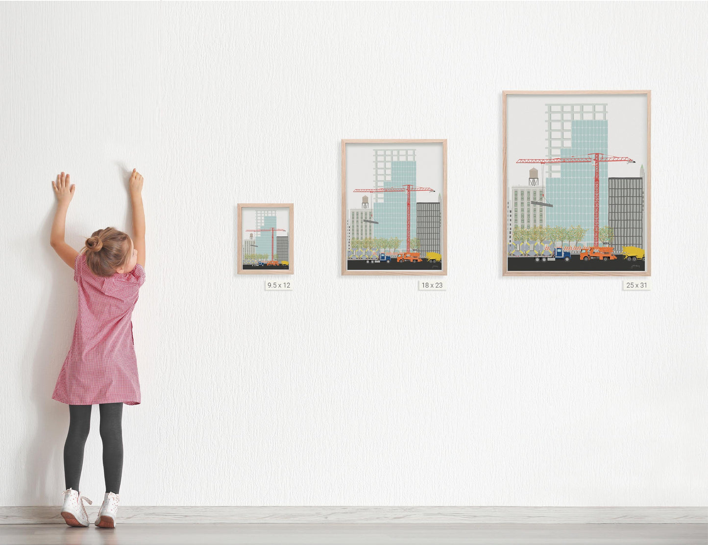 Skyscraper Construction Art Print - Signed Jorey Hurley Illustration - 171024