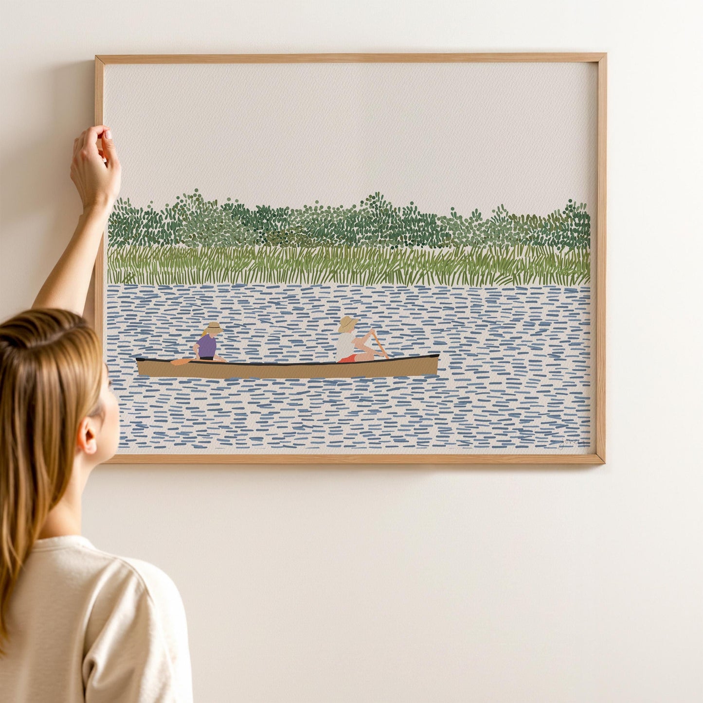 Canoeing Couple Art Print - Signed - 260615