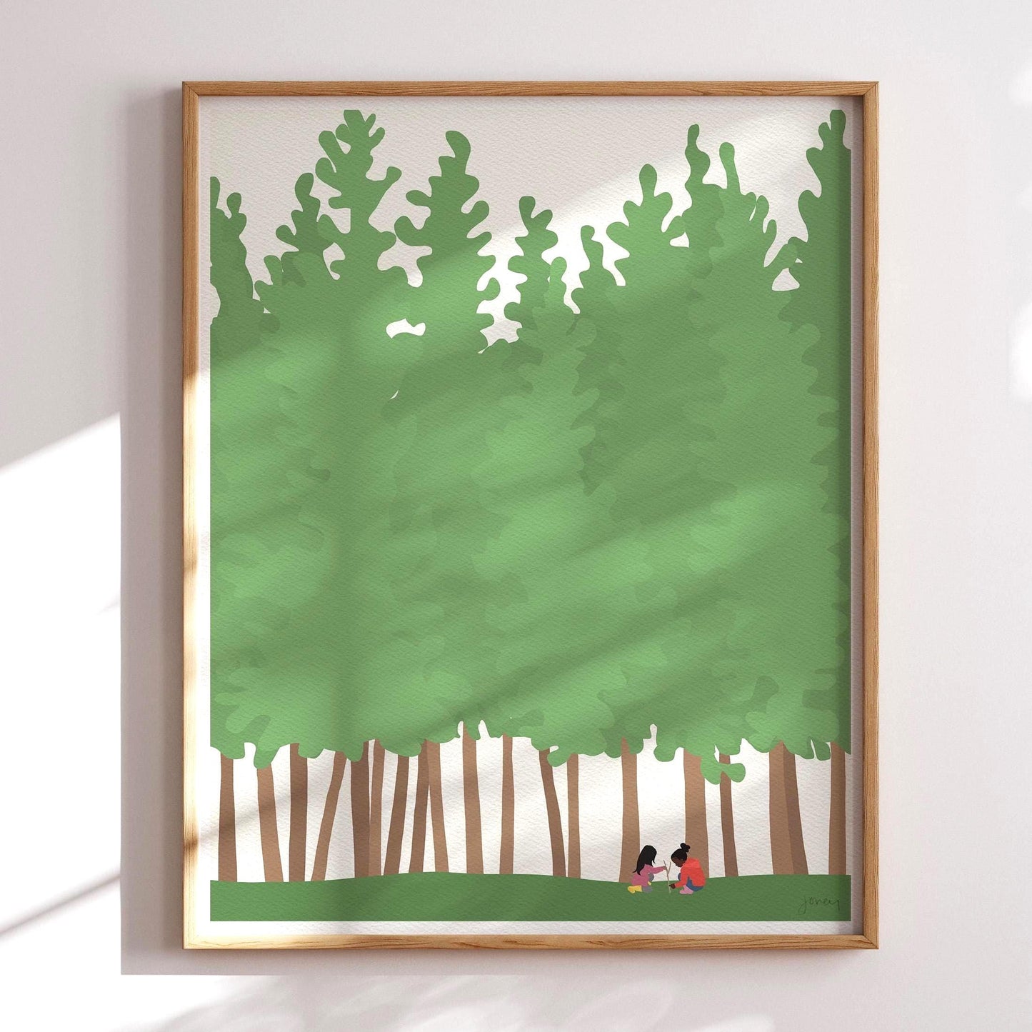 Kids Playing in the Woods Art Print - Unframed or Framed - 200819