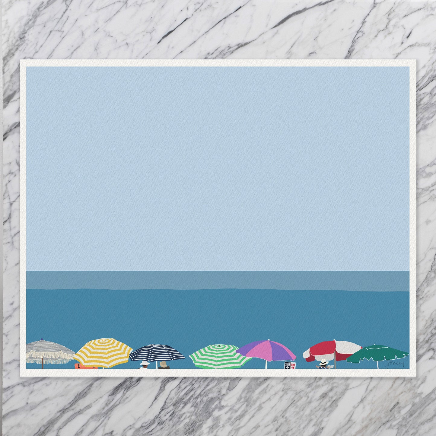 Beach Umbrellas Art Print - Unframed or Framed - 210603