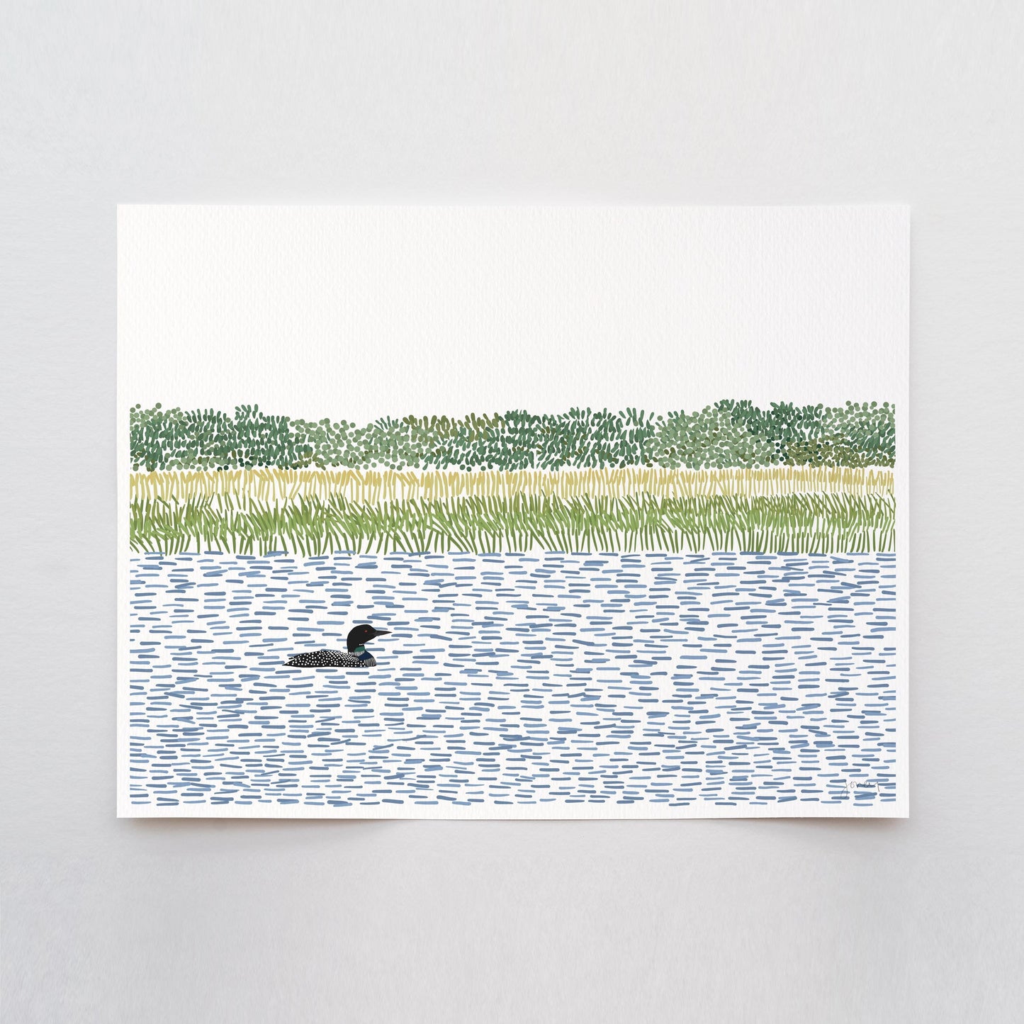 Loon on a River Art Print - Unframed or Framed - 250602