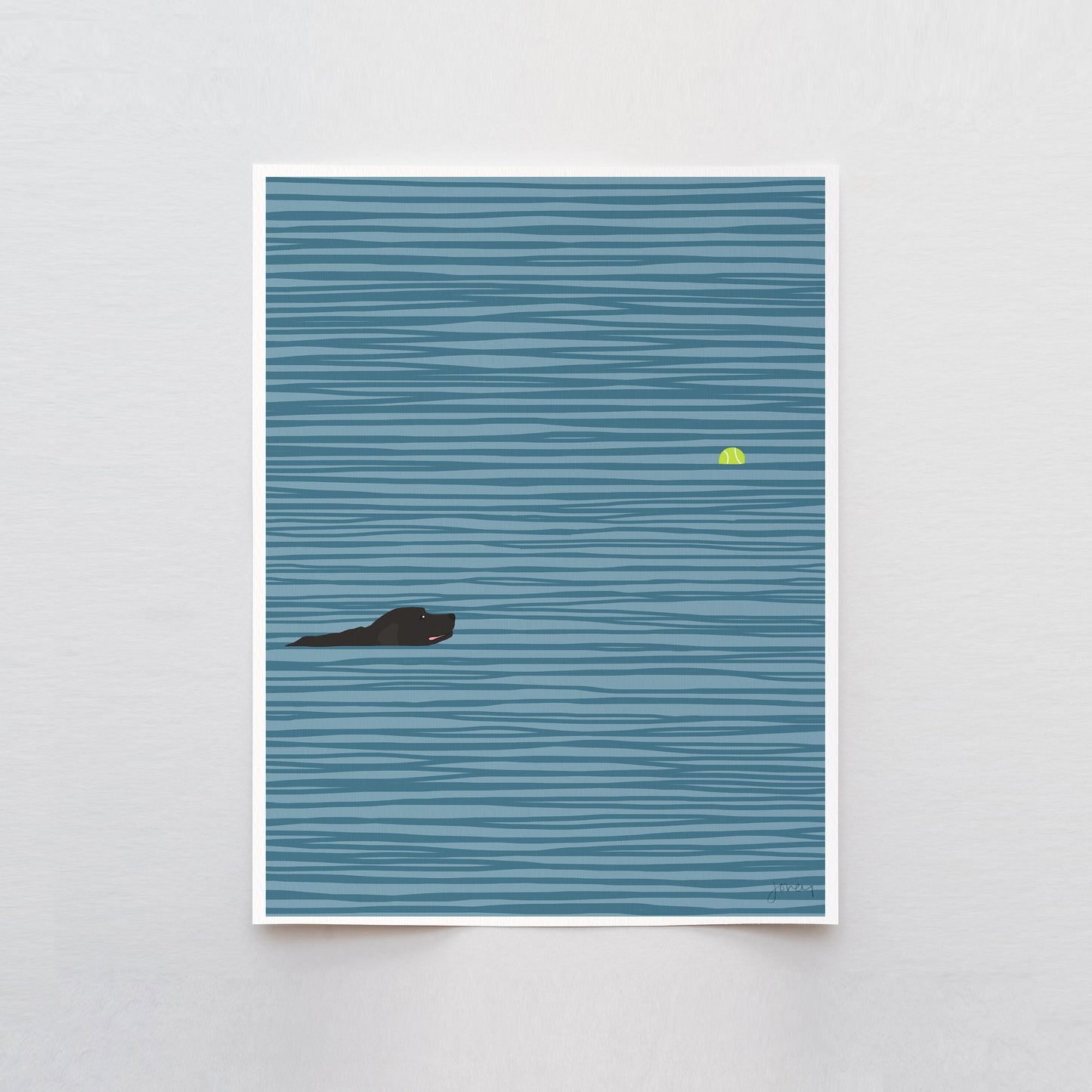 Black Labrador Swimming Art Print - Unframed or Framed - 140306