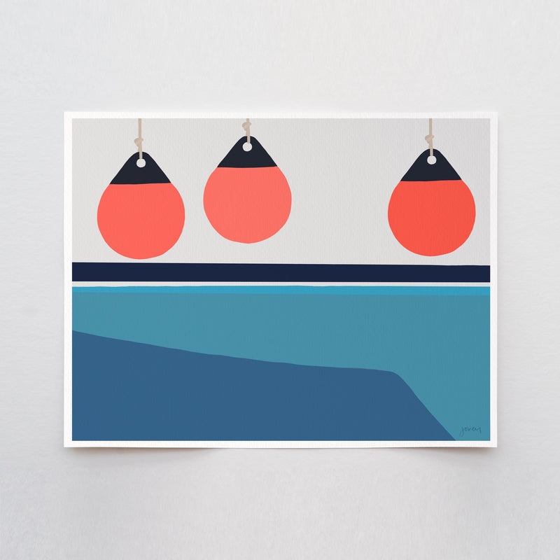 Sailboat with Buoys Art Print - Signed by Jorey Hurley - 260607