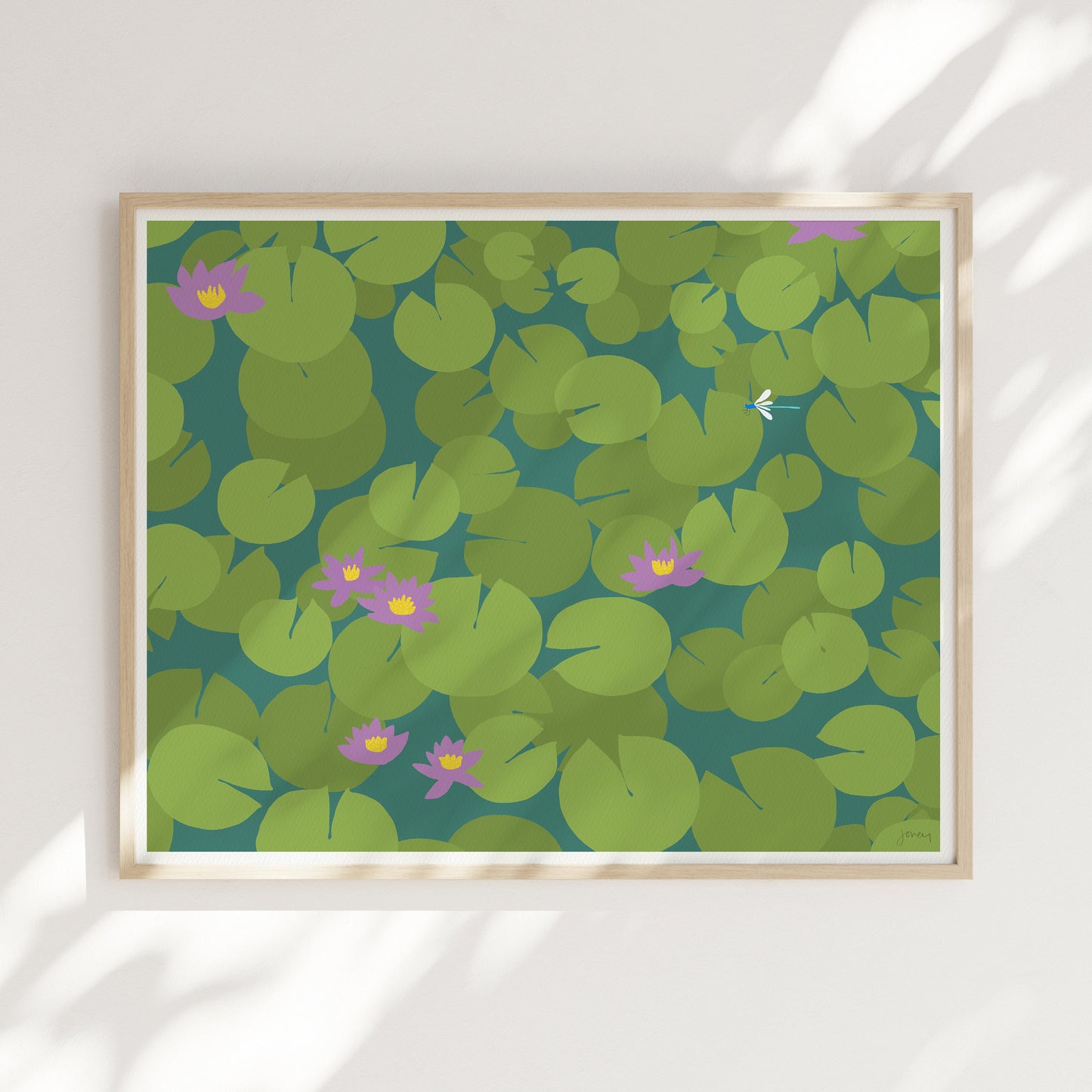 Lily Pads with Dragonfly Art Pint - Unframed or Framed - 240328