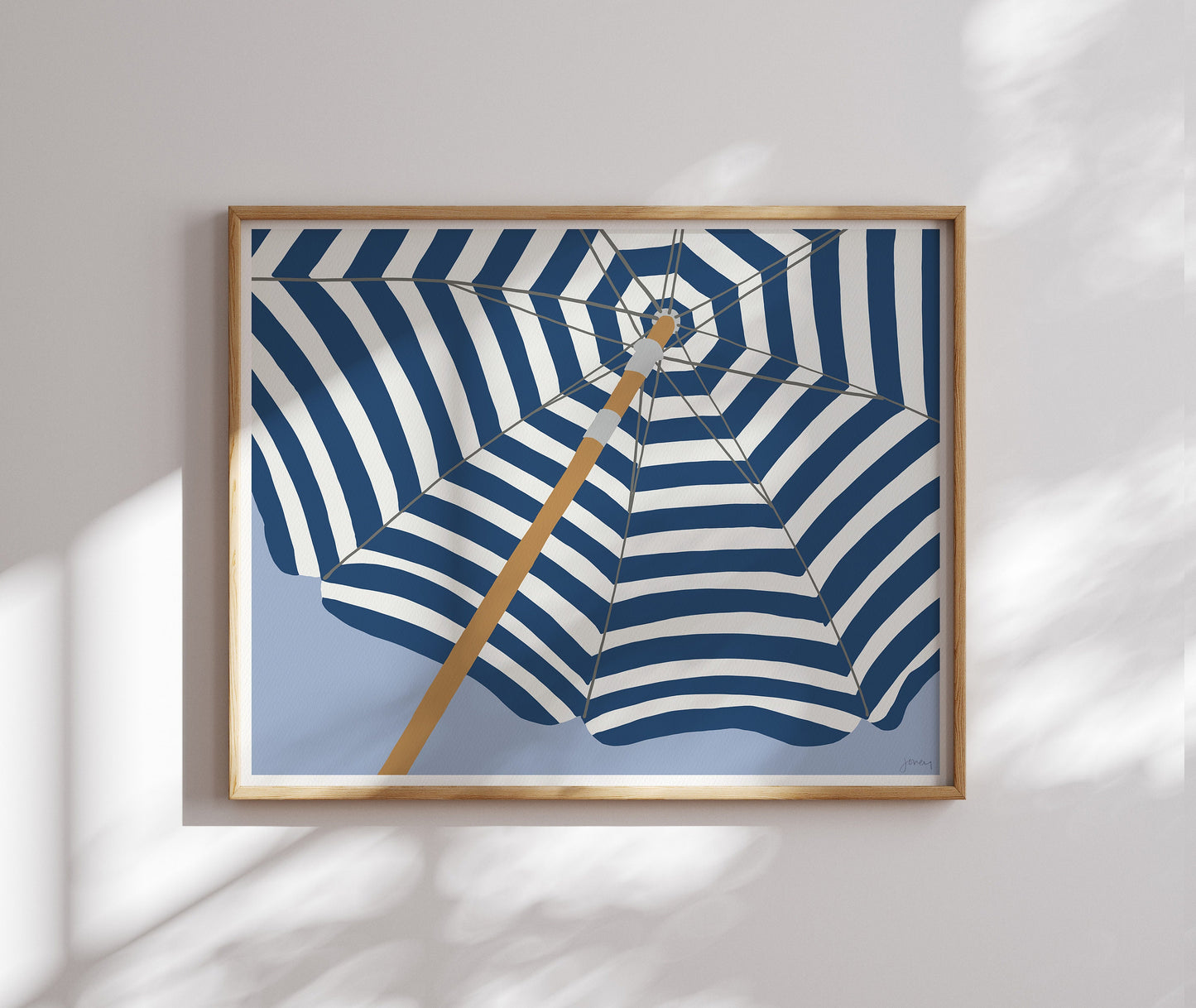Navy Umbrella Art Print - Unframed or Framed - 240714