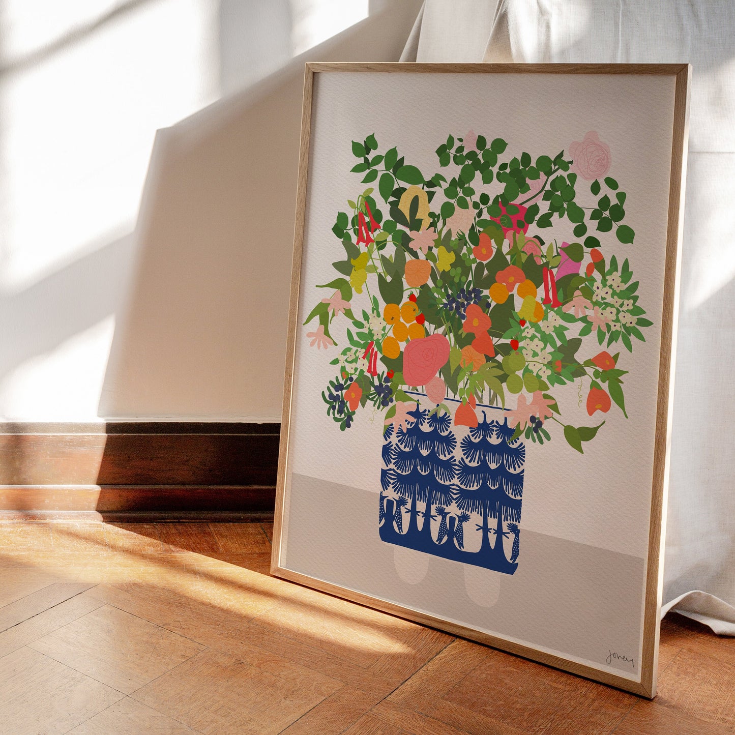 Still Life with Delft Blue Vase Art Print - Unframed or Framed - 201008