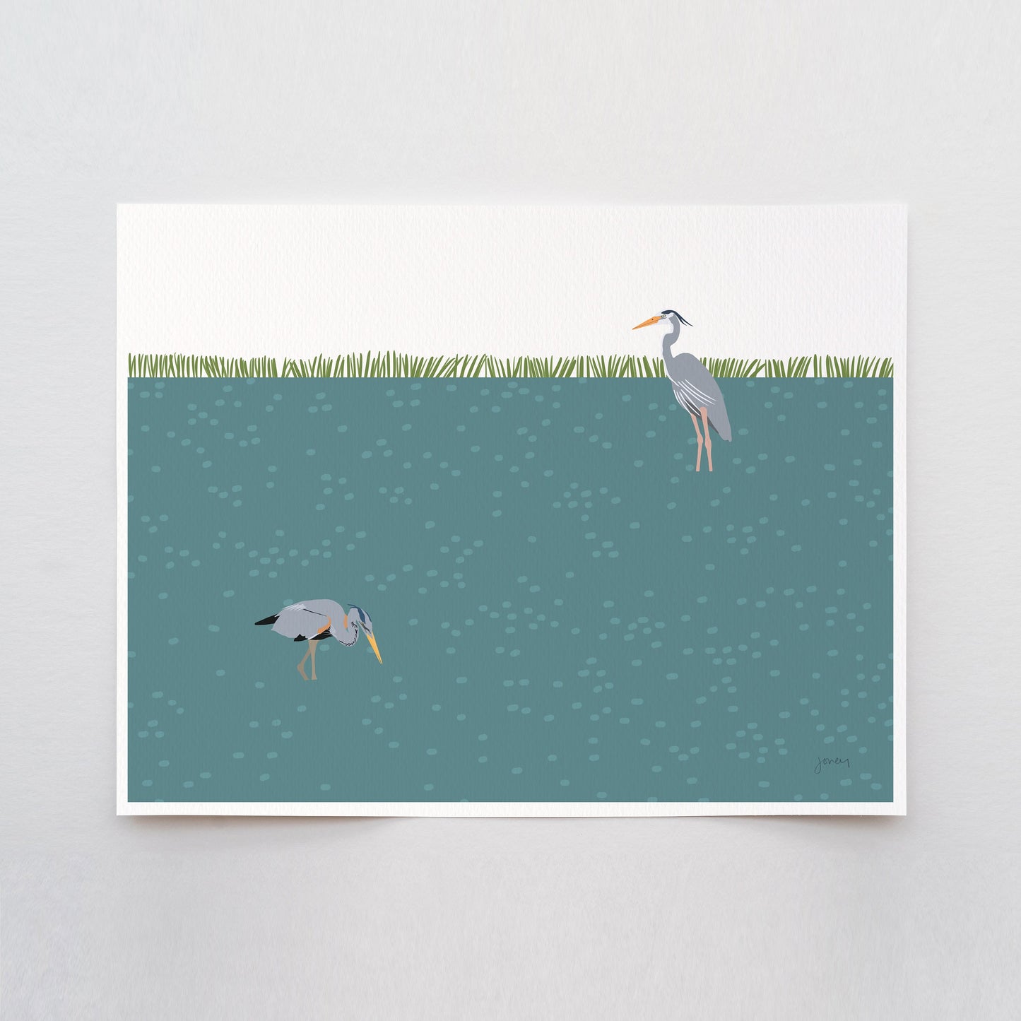 Pair of Great Blue Herons Art Print - Unframed or Framed - 211010