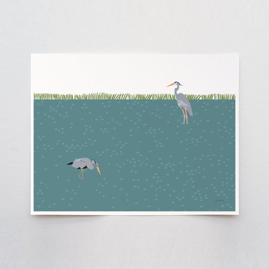 Pair of Great Blue Herons Art Print - Unframed or Framed - 211010