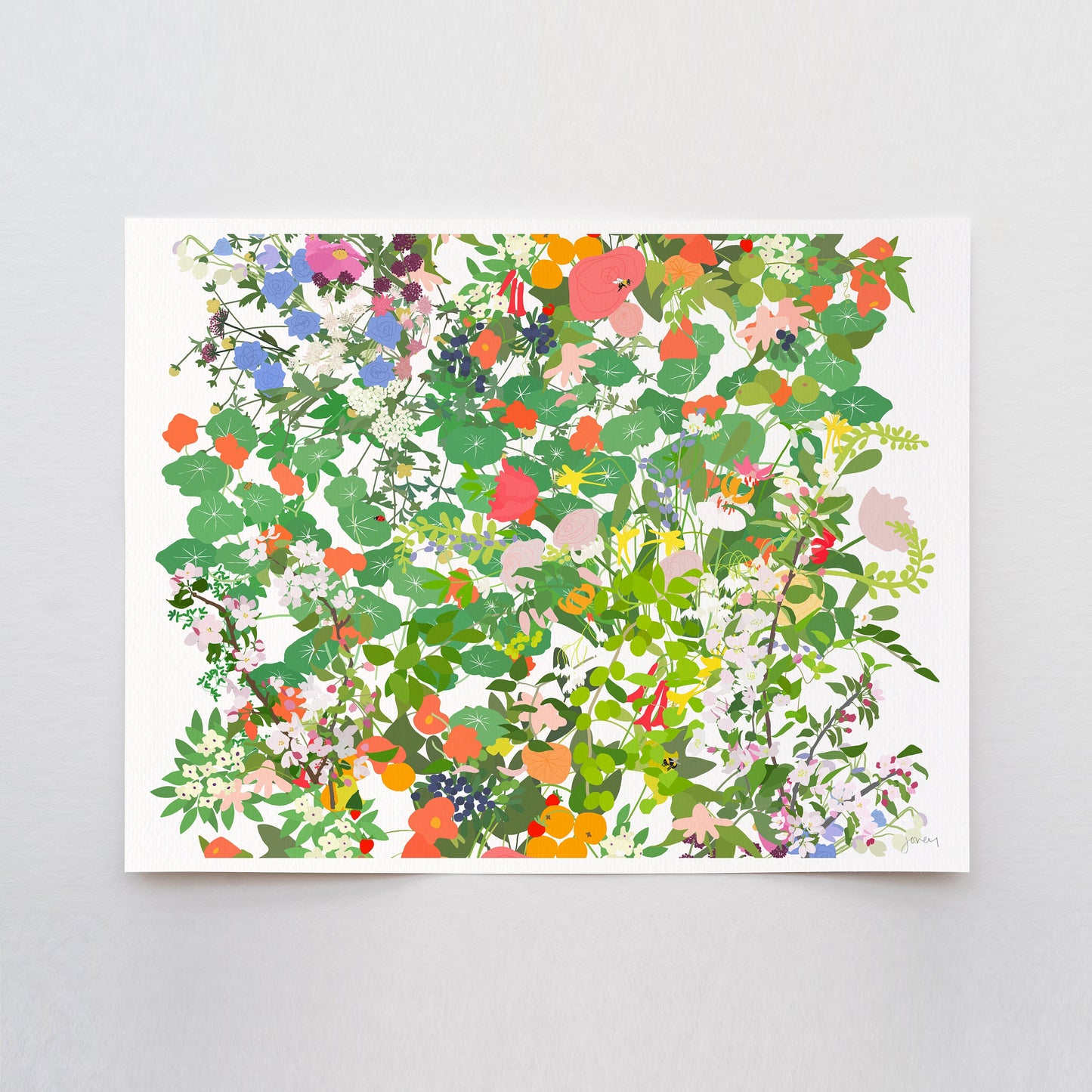 Nasturtiums Mille Fleur  Art Print - Unframed or Framed - 210510