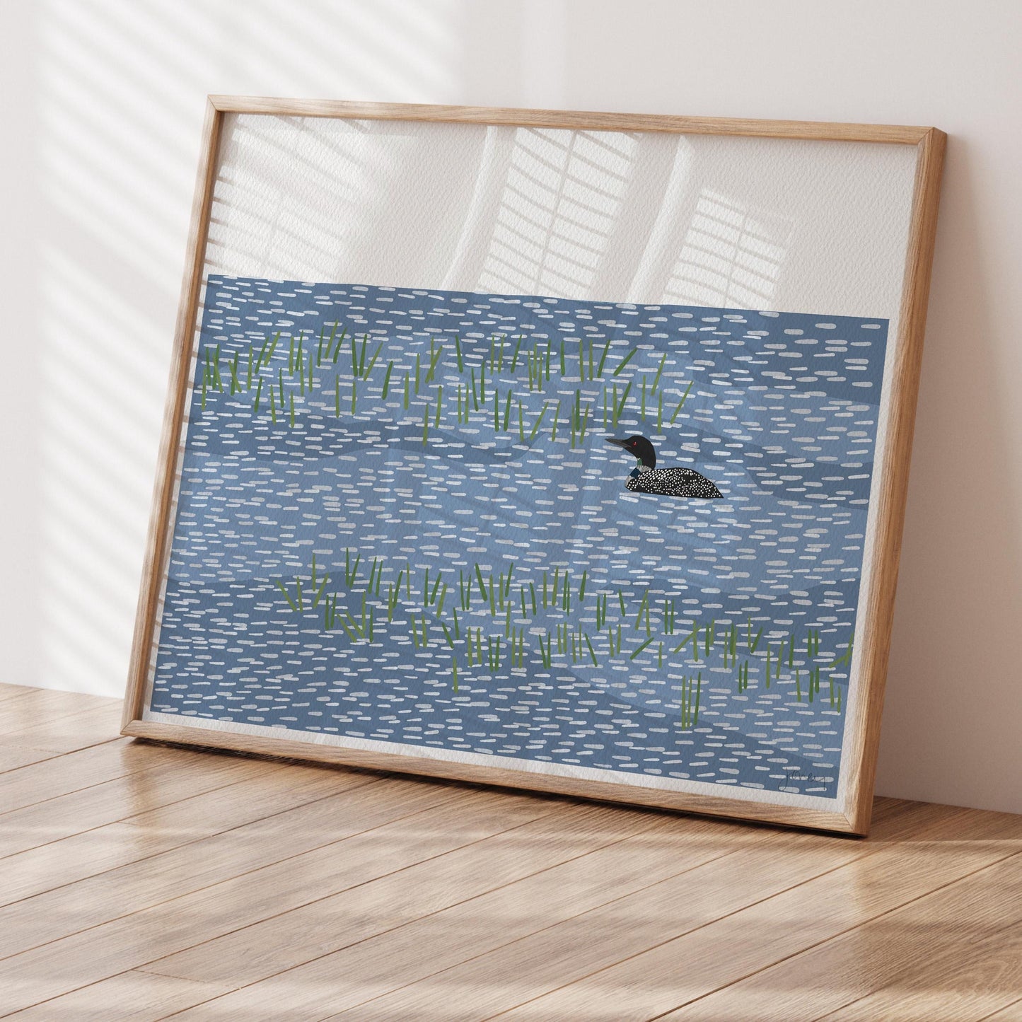 Loon Tidal Marsh Print - Signed Minimalist Bird Art on Museum Quality Paper