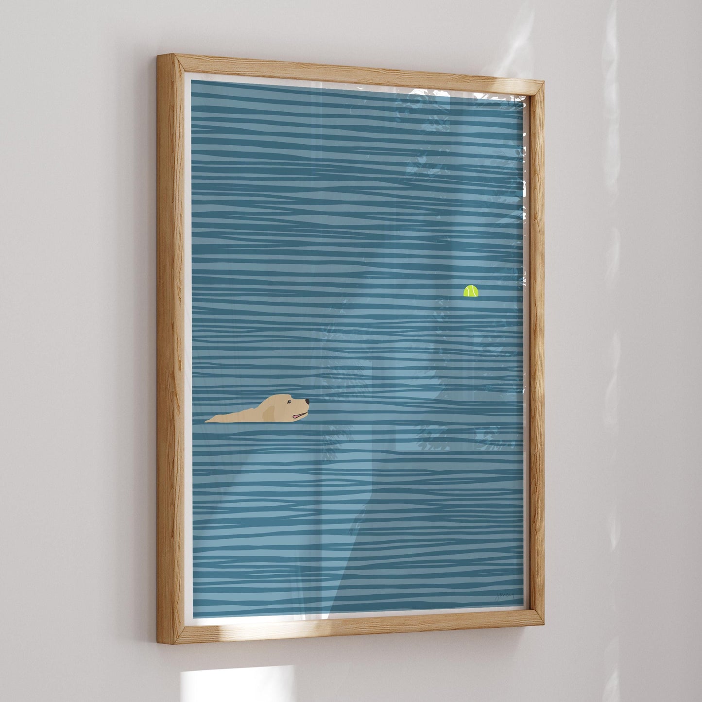 Yellow Labrador Swimming Art Print - Unframed or Framed - 140306