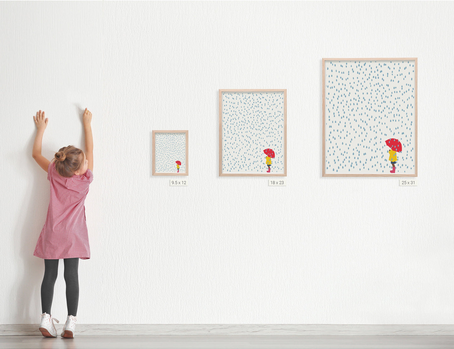 Little Girl in the Rain Art Print - Unframed or Framed - 140206