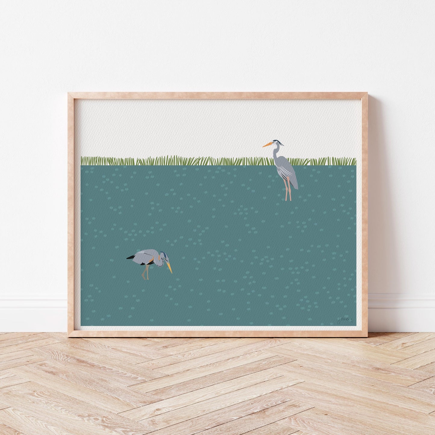 Pair of Great Blue Herons Art Print - Unframed or Framed - 211010