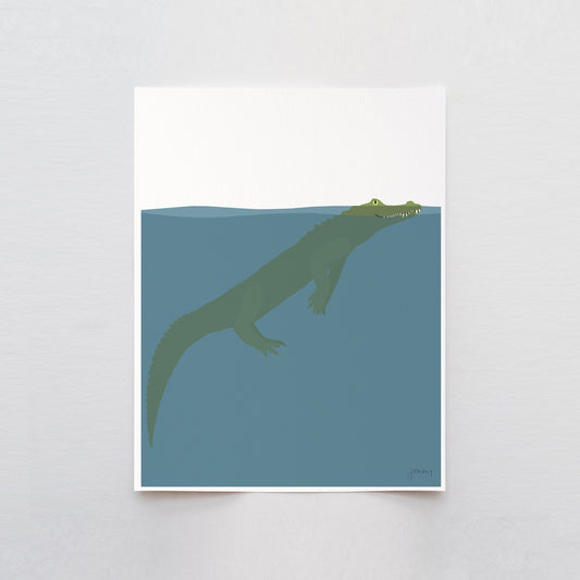Floating Baby Alligator Art Print - Unframed or Framed - 161226