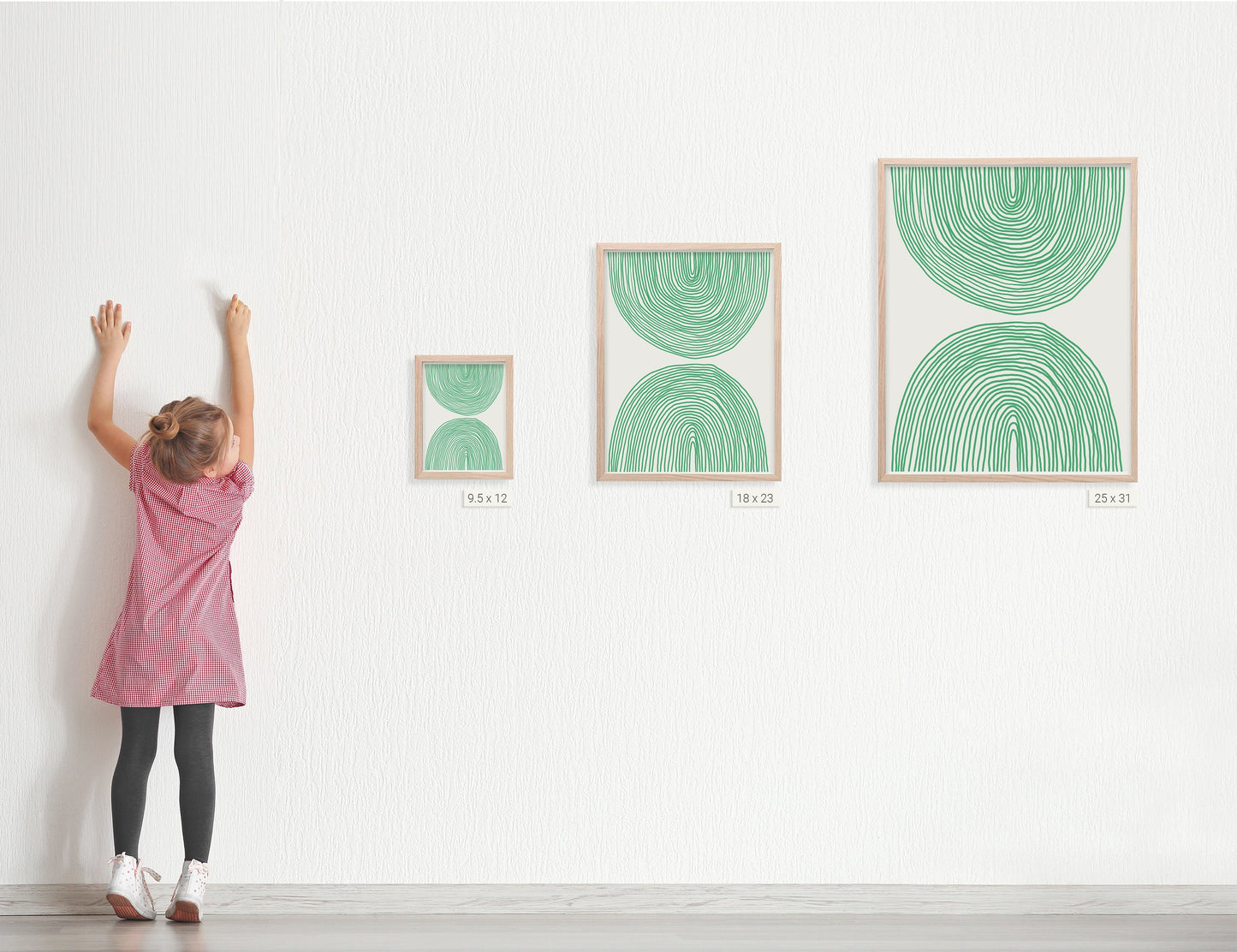 Green Striped Abstract Art Print - Framed or Unframed - 160214