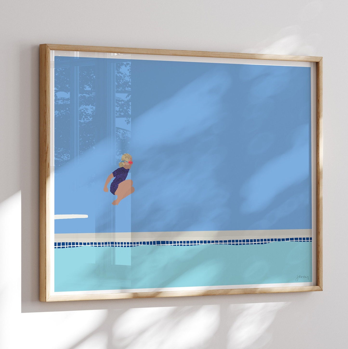 Girl Jumping Off Diving Board Art Print - Unframed or Framed - 150713