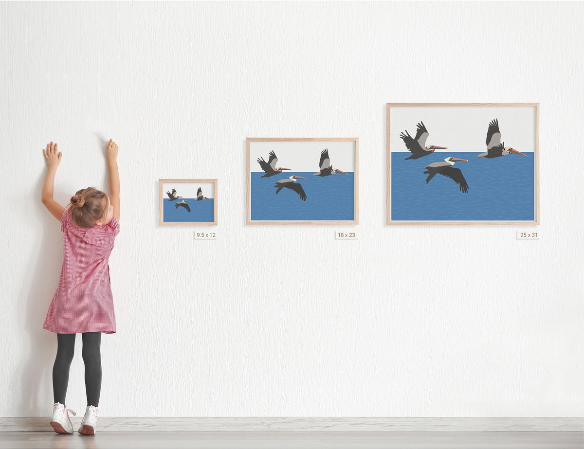 Flying Pelican Wall Art, signed bird print - 260920