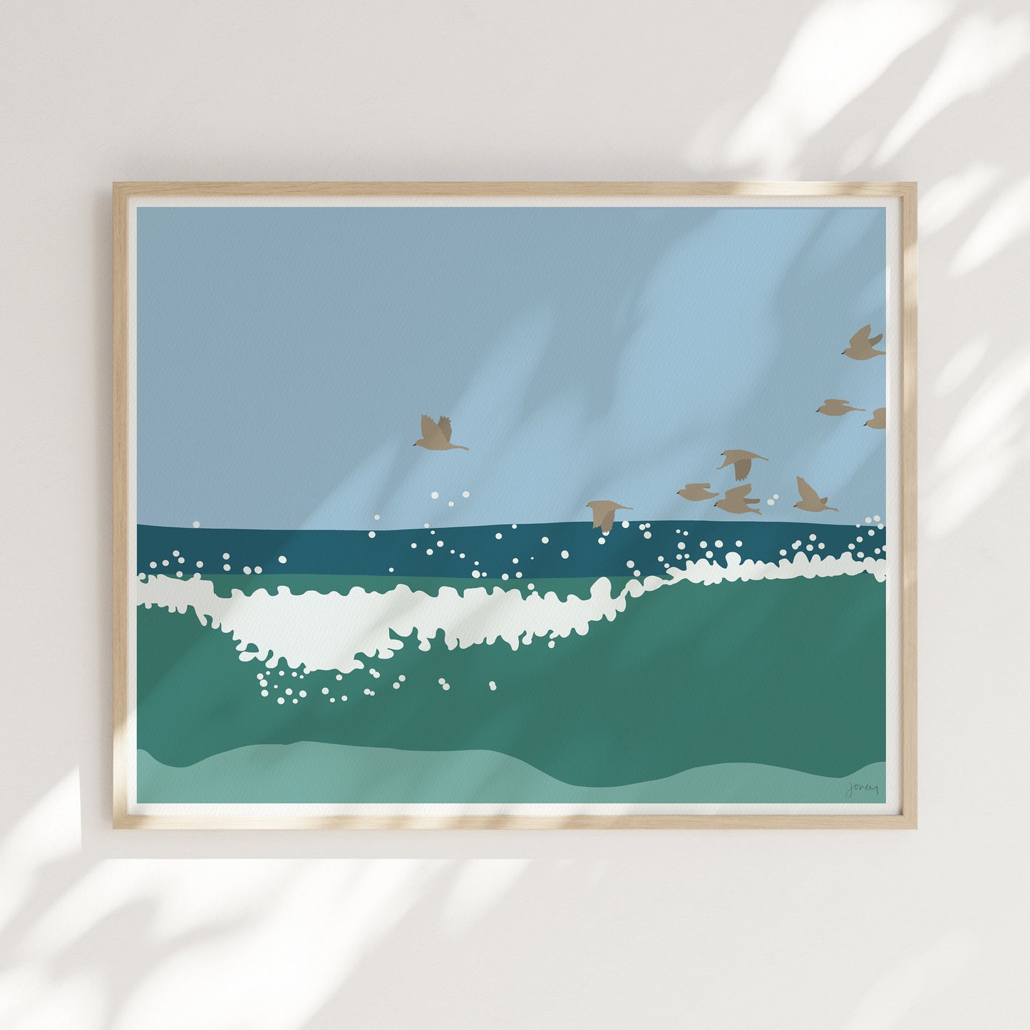 Birds over Ocean Waves Art Print - Unframed or Framed - 140816