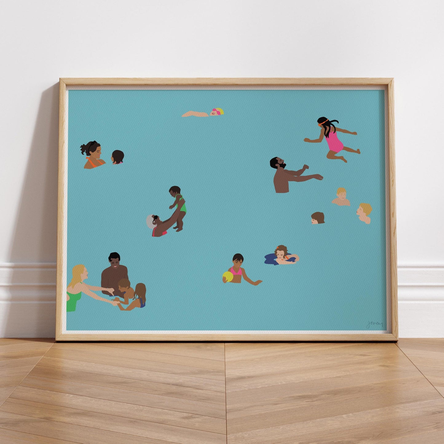 Family Swimming Art Print - Unframed or Framed - 160503