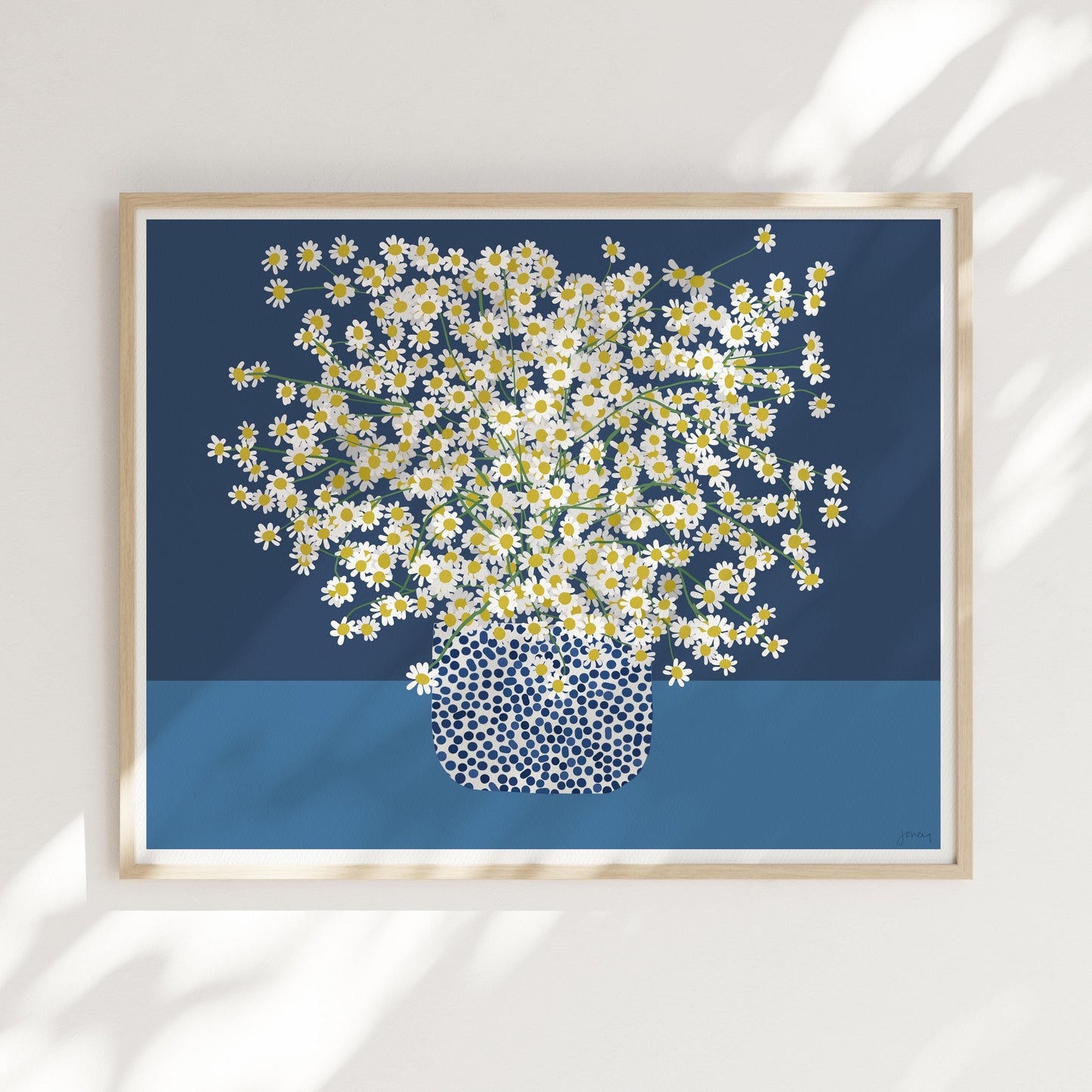Chamomile Landscape Still Life Art Print - Framed or Unframed - 250305