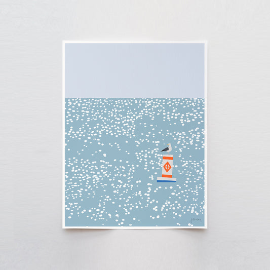 Seagull on Sparkling Water Art Print - Unframed or Framed - 230625